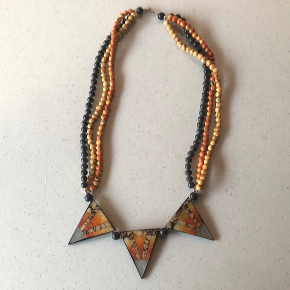 Multicolor Gemstones Beaded Triangle Necklace